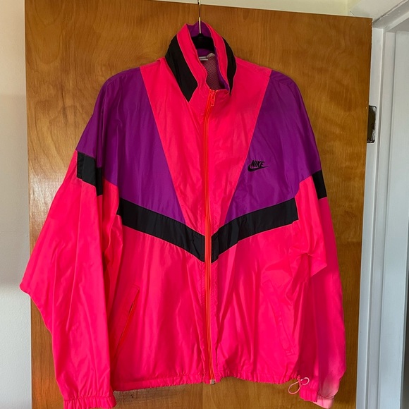 Vintage Nike zip up windbreaker. Neon colors. Size large